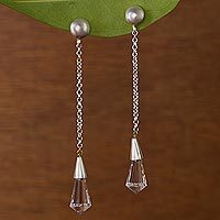 Quartz dangle earrings,
