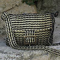 Recycled soda pop-top sling bag,