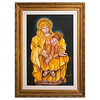 'Our Lady of the Northeast' (2000) - Expressionist Painting of the Virgin Mary with Baby Jesus
