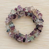 Fluorite beaded stretch bracelets,