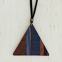 Wood pendant necklace, Transcendent Triangle