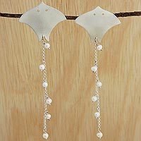 Cultured pearl dangle earrings,