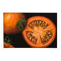 Giclee print on card stock, 'Tomato Halves' - Still Life Giclee Print on Paper from a Brazilian Artist