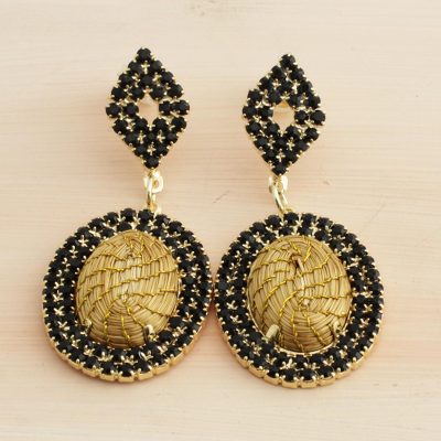 Gold plated golden grass dangle earrings, Sun Worship
