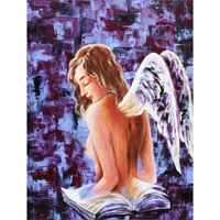 'Wisdom' - Signed Expressionist Painting of a Nude Angel from Brazil
