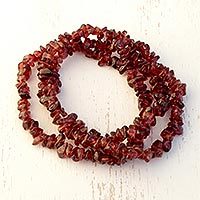 Garnet beaded stretch bracelets,