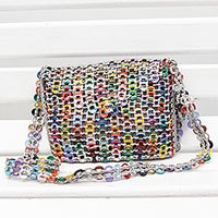 Recycled soda pop-top sling bag,