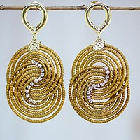Featured review for Gold plated golden grass dangle earrings, Fields of Hope