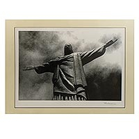 'Christ the Redeemer II' - Black and White Photograph of Christ the Redeemer