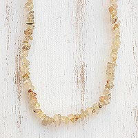 Quartz beaded necklace, 'Honey Infatuation' - Quartz Beaded Necklace with Honey Hues from Brazil