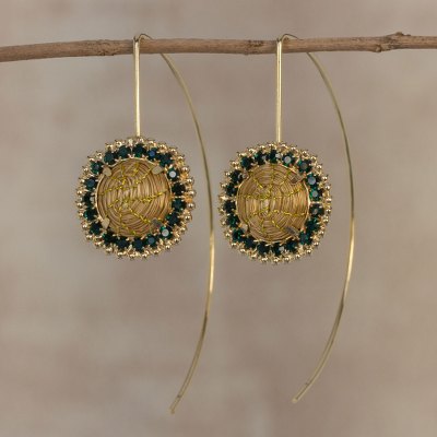 Gold plated golden grass drop earrings, Stellar Green