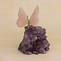 Amethyst and rose quartz figurine, Rosy Wings