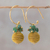 Gold accented quartz dangle earrings, 'Magnificent Gleam' - 18k Gold Plated Quartz and Golden Grass Earrings from Brazil thumbail