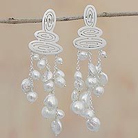 Cultured pearl chandelier earrings,