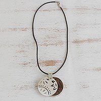 Silver and wood pendant necklace,