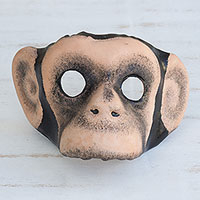 Leather mask, 'Monkey Around' - Handcrafted Realistic Chimpanzee Molded Leather Mask
