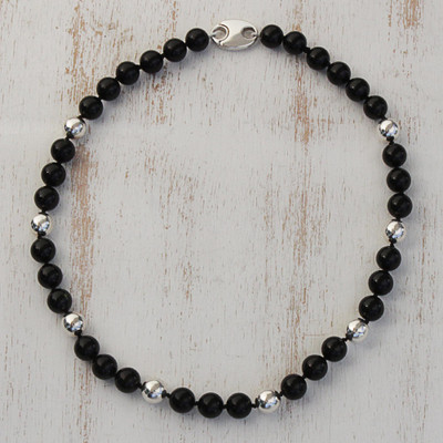 Agate beaded necklace, Night Beauty