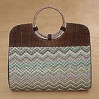 Palm leaf handle handbag,