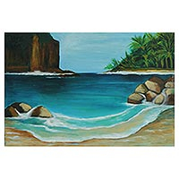 'Ilha Grande' - Signed Impressionist Island Painting from Brazil
