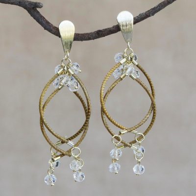 Gold accented quartz dangle earrings, Beautiful Chimes
