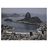 Canvas print, 'Sugarloaf Hill' - Signed Impressionist Canvas Print of Brazil's Sugarloaf Hill