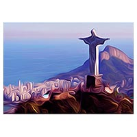 Giclee print on canvas, 'Christ the Redeemer' - Signed Impressionist Print of Christ the Redeemer
