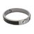 Steel and faux leather bangle bracelet, 'Modern Statement in Black' - Steel and Black Faux Leather Bangle Bracelet from Brazil thumbail