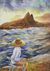 'Contemplation' - Signed Expressionist Seascape Painting from Brazil thumbail