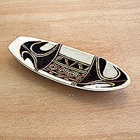 Decorative wood bowl, 'Pataxó Shield' - Artisan Crafted Decorative Wood Catchall