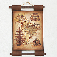 Leather wall map, 'Map of Latin America' - Hand Crafted Leather Map of Latin America