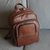 Leather backpack, 'Champion in Mahogany Brown' - Caramel and Brown Leather Padded Backpack from Brazil (image 2b) thumbail