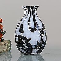 Art glass vase, 'Broad Monochrome' - Hand Blown Murano-Style Art Glass Vase from Brazil