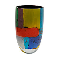 Handblown art glass vase, 'Avant-Garde & Art' - Modern and Abstract Colorful Handblown Murano Art Glass Vase