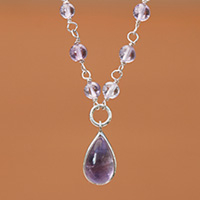 Amethyst pendant necklace, 'Wise Illusions' - High-Polished Natural Amethyst Pendant Necklace from Brazil