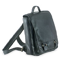 Leather laptop backpack Vanguard black Brazil