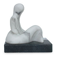Marble sculpture, 'A Moment for You' - Marble sculpture