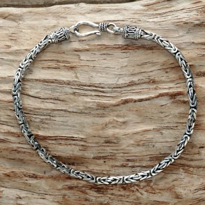 Sterling silver chain bracelet, Borobudur Collection II