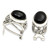 Onyx button earrings, 'Midnight Bower' - Handmade Sterling Silver and Onyx Earrings (image 2a) thumbail