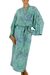 Rayon batik robe, 'Misty Javanese Forest' - Artisan Crafted Women's Rayon Batik Robe (image 2a) thumbail