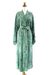 Rayon batik robe, 'Misty Javanese Forest' - Artisan Crafted Women's Rayon Batik Robe (image 2d) thumbail