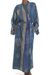 Women's batik robe, 'Midnight in Blue' - Women's Handcrafted Batik Robe (image 2a) thumbail