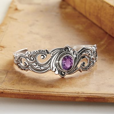 Amethyst cuff bracelet, Regal Ivy
