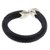 Leather and sterling silver cuff bracelet, 'Energy Flow' - Braided Black Leather and Sterling Silver Bracelet (image 2b) thumbail