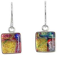 Dichroic glass dangle earrings,