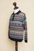 Men's 100% alpaca polo sweater, 'Pisac Casual' - Men's Knitted Andean Alpaca Polo Sweater with Navy Trim (image 2d) thumbail