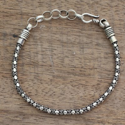 Mens sterling silver chain bracelet, Serpent Shadow