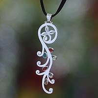 Garnet and citrine pendant necklace,