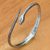 Gold accent sterling silver cuff bracelet, 'Earth Serpent' - Realistic Sterling Silver Snake Bracelet with 18k Gold Eyes thumbail
