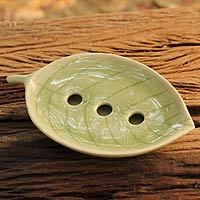 Celadon ceramic soap dish,