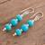Beaded dangle earrings, 'Ancient Beauty' - Beaded Dangle Earrings in Turquoise from Guatemala (image 2b) thumbail